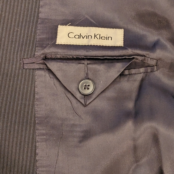Calvin Klein Mens Blazer Blue Pinstripe Wool 2 Button Suit Jacket Sport Coat 40S - Picture 8 of 13